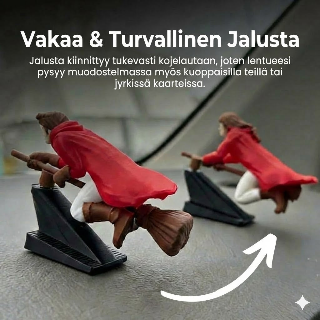 Maaginen luudanvarsi auton kojelaudan koriste