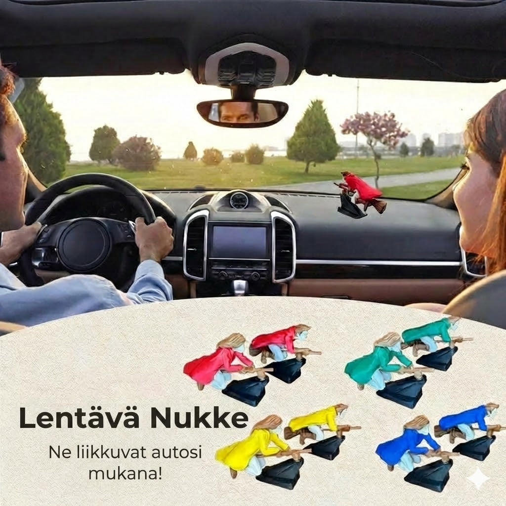 Maaginen luudanvarsi auton kojelaudan koriste