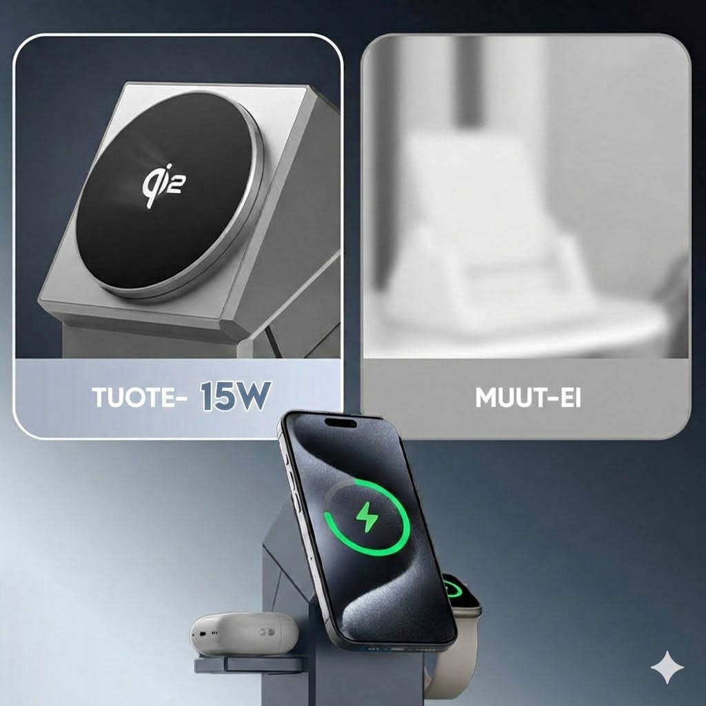 3-in-1 taitettava magneettinen langaton latausasema