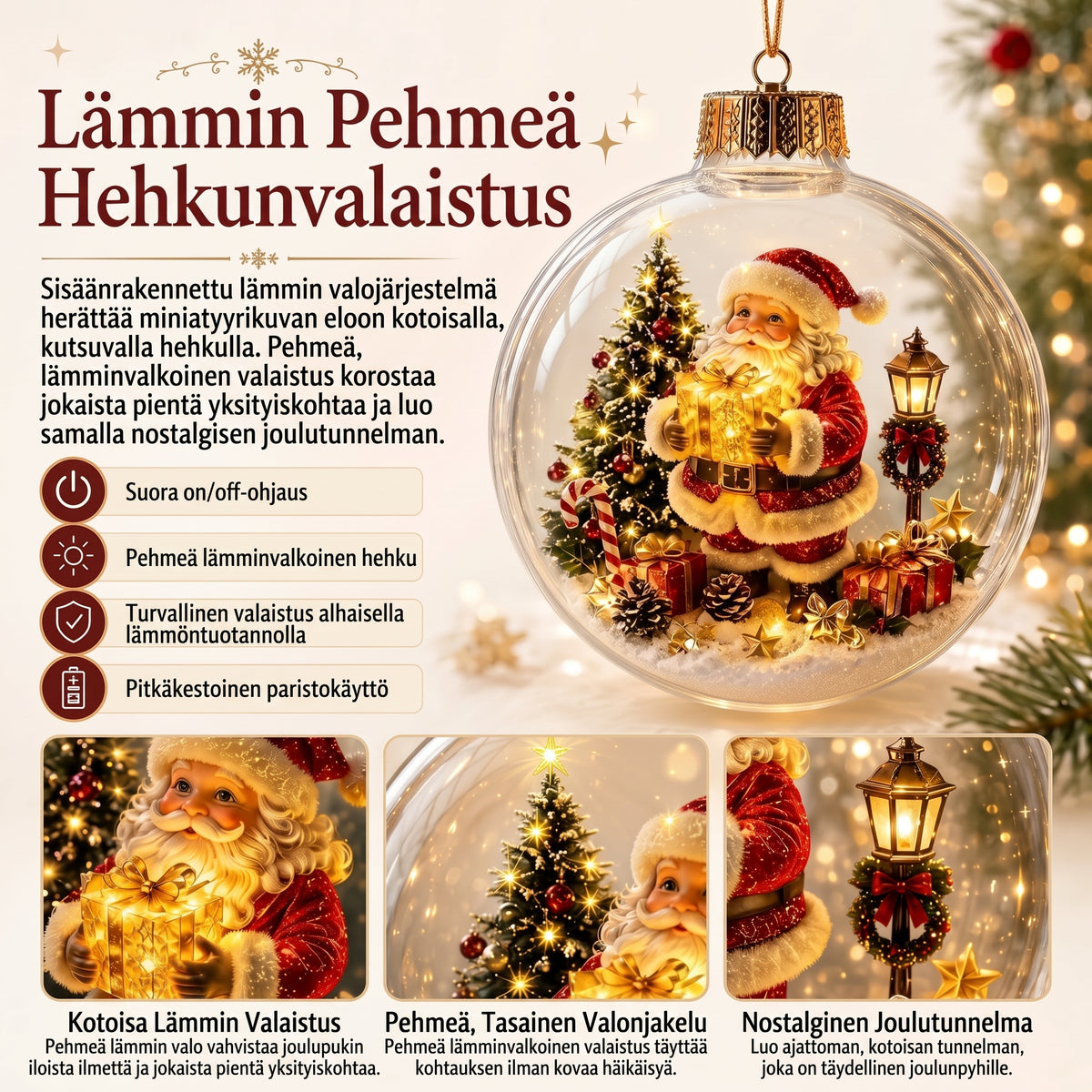 VinterMagi valaistu pienoiskoossa oleva joulukoriste
