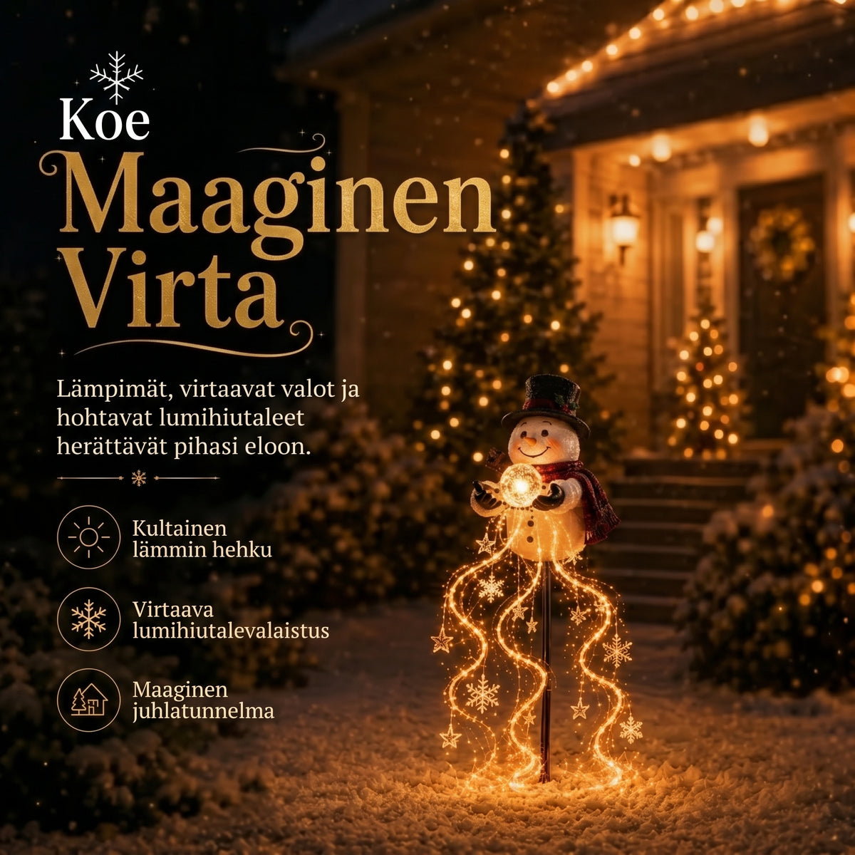 Snowman Magic Fountain LED-puutarhavalaisin