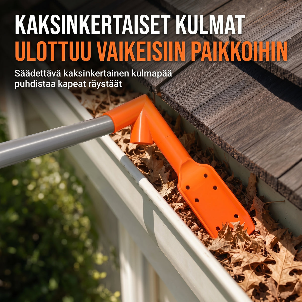 Ergonominen räystäskourujen puhdistin