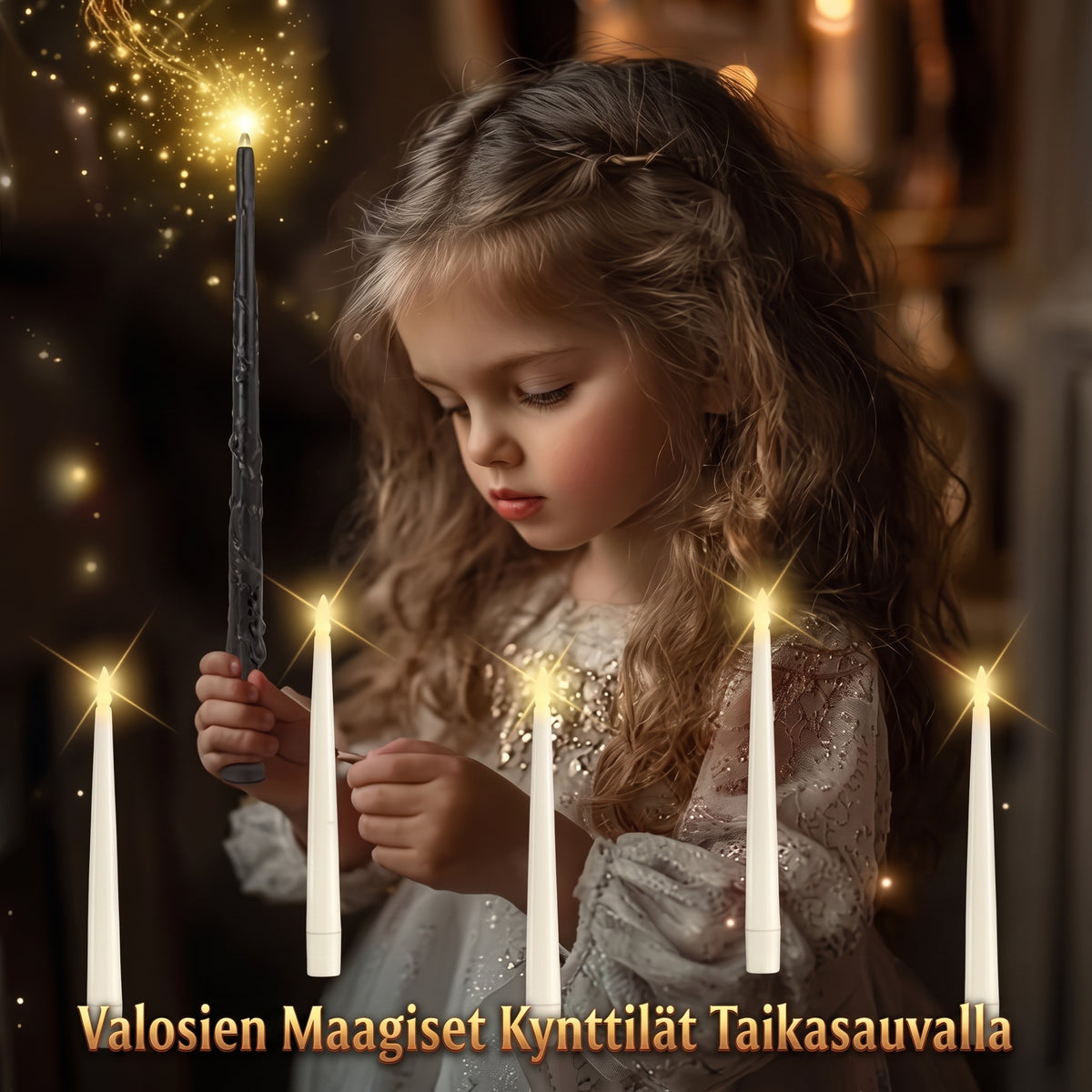 Leijuvat LED-kynttilät taikasauvalla