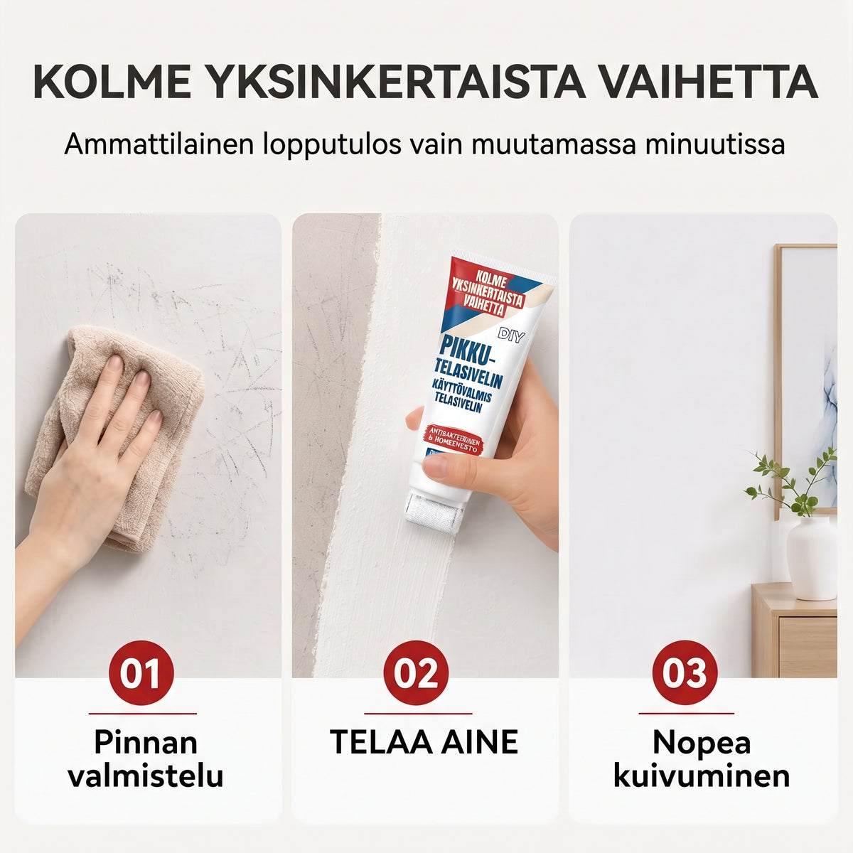 Vedenkestävä seinänkorjaustahna telalla
