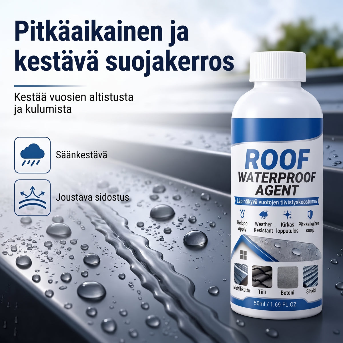 Läpinäkyvä vedenpitävä katon tiivistysmassa siveltimellä
