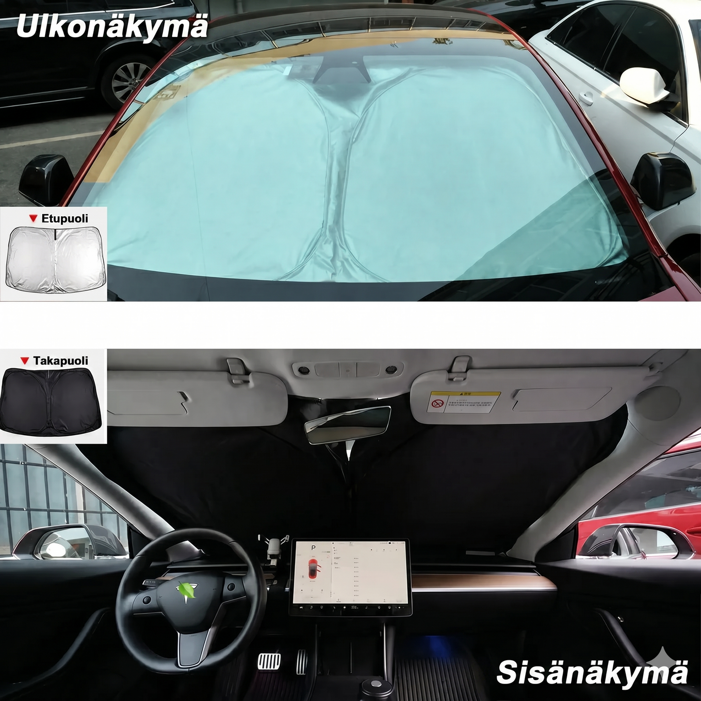 Premium-auton aurinkosuoja logolla