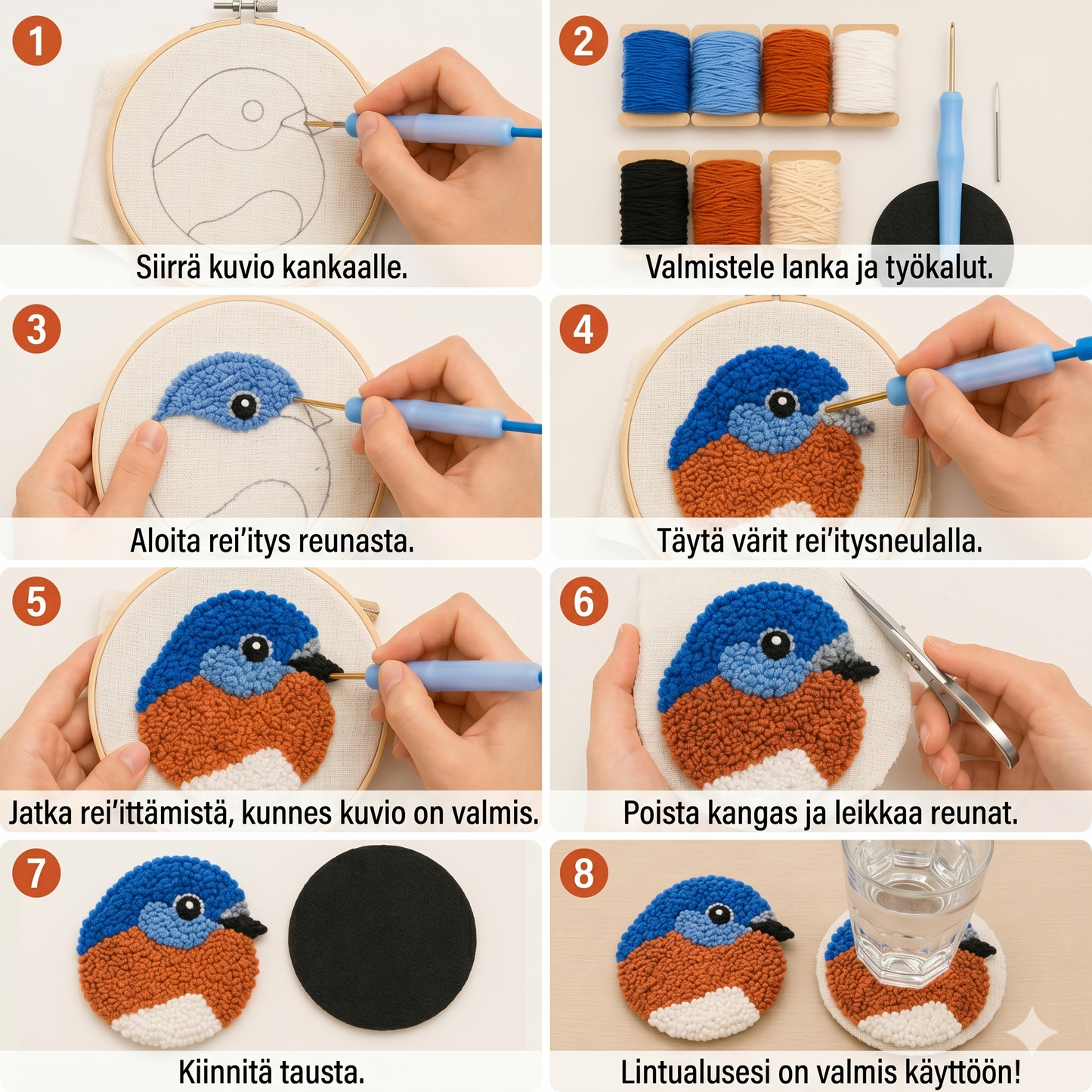 Luova DIY-kirjontasetti lasinalusille