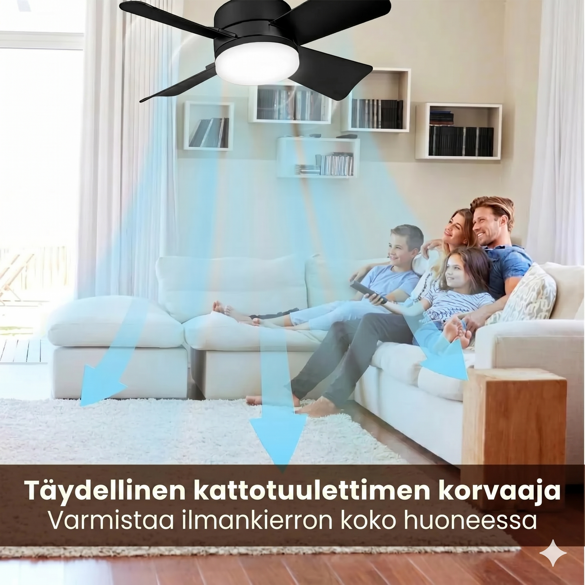 2-in-1 Kannettava kattotuuletin ja lamppu kaukosäätimellä