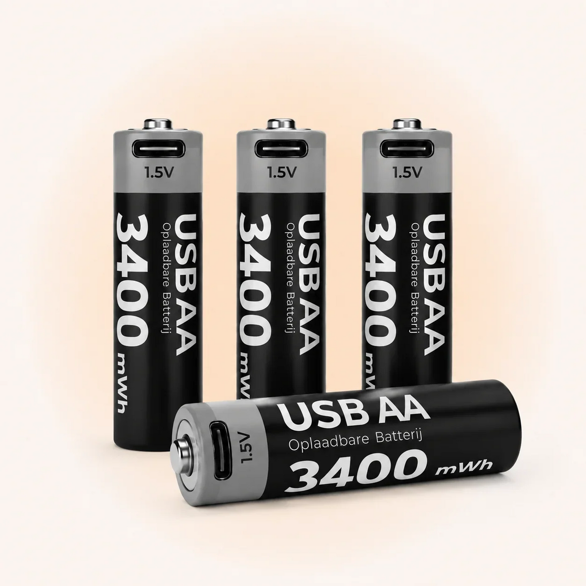 Ladattavat AA-litiumparistot 1,5 V USB-C 2 kpl