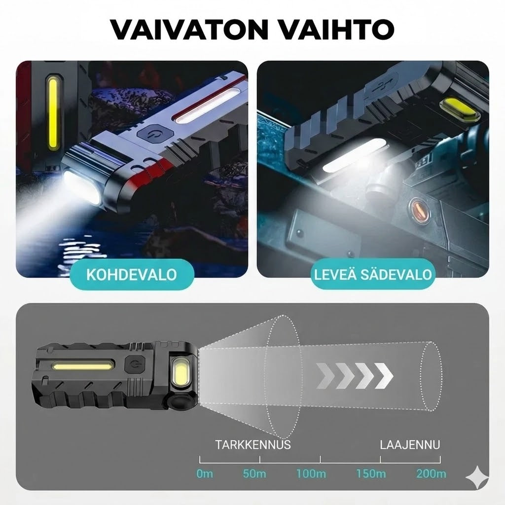 LED-työvalo 180° kääntyvällä päällä
