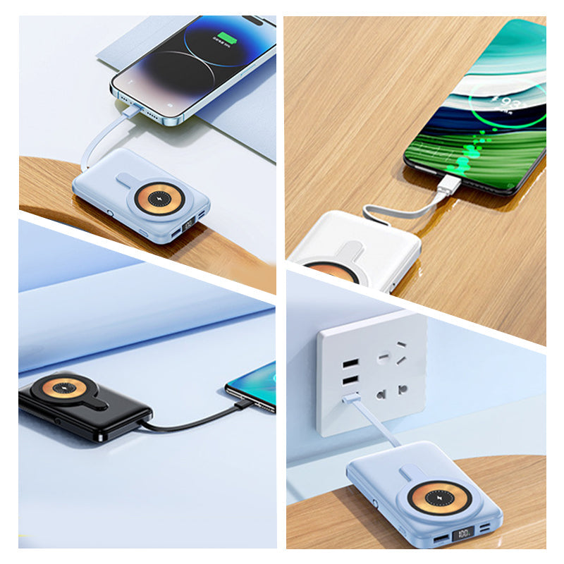 Magneettinen Langaton Varavirtalähde 10000mAh Pikalatauksella Ja Puhelintelineellä