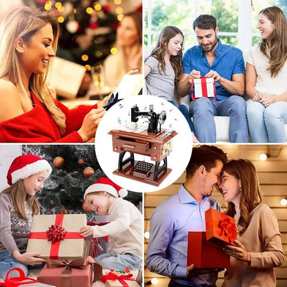 Puinen miniompelukone-soittorasia