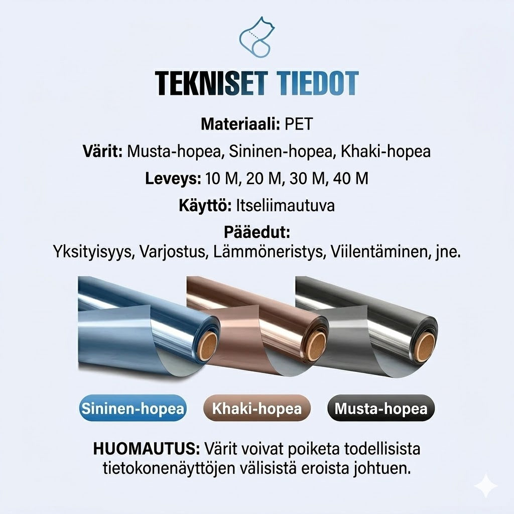 Yksisuuntainen lämpöä eristävä näkösuojakalvo