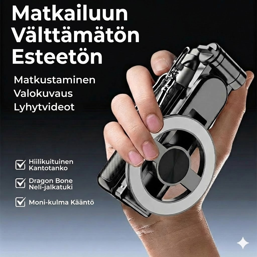 4-in-1 Magneettinen selfiekeppi 360 asteen kääntömahdollisuudella