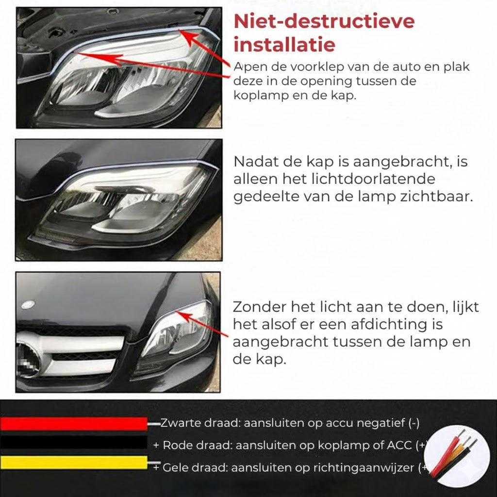 Auton ajovalojen LED-valaistus