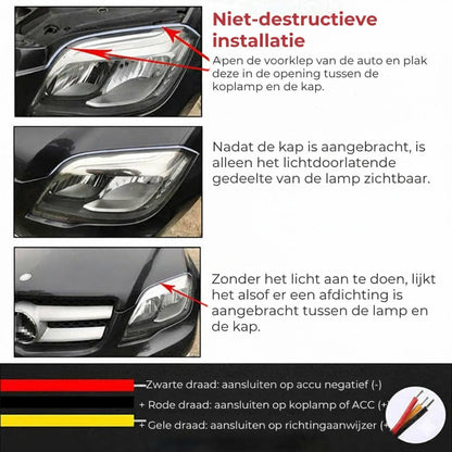 Auton ajovalojen LED-valaistus