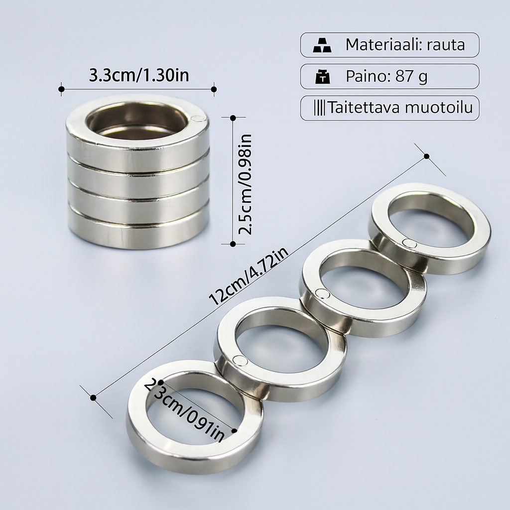 Taitettava itsepuolustusrengas