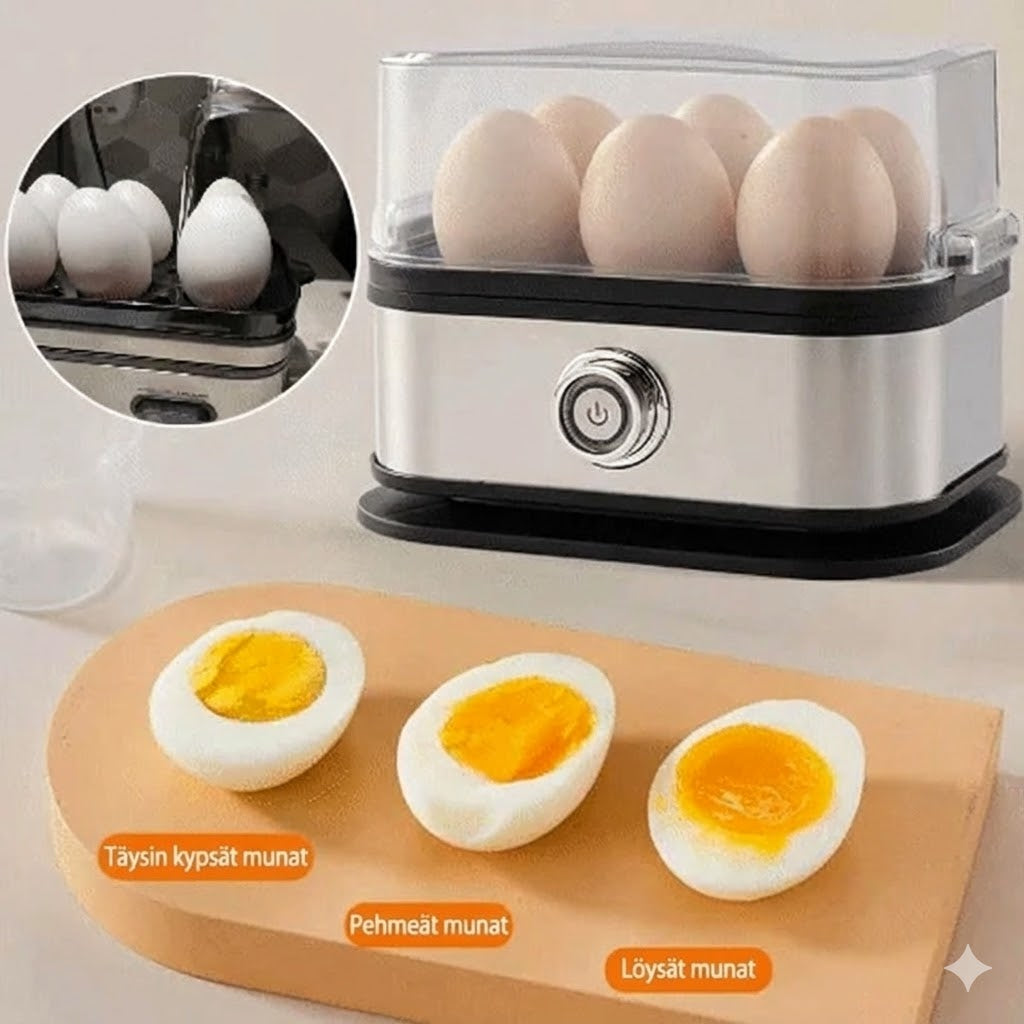 Monitoiminen munankeitin läpinäkyvällä kannella