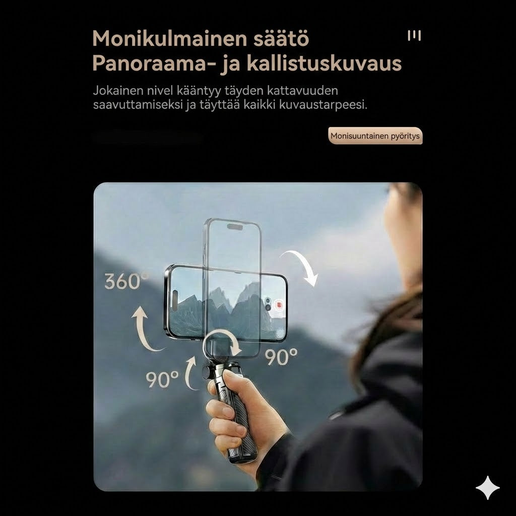 4-in-1 Magneettinen selfiekeppi 360 asteen kääntömahdollisuudella