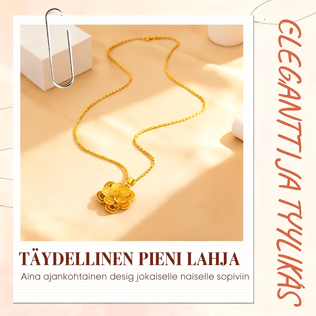 Elegantti kultainen kukkariipuskaulakoru