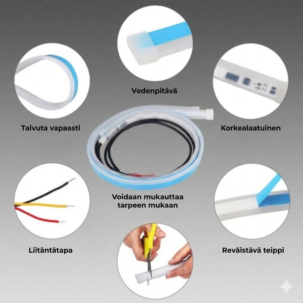 Auton ajovalojen LED-valaistus