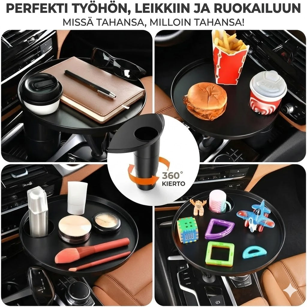 Auton säilytyslokerot ja mukitelineet
