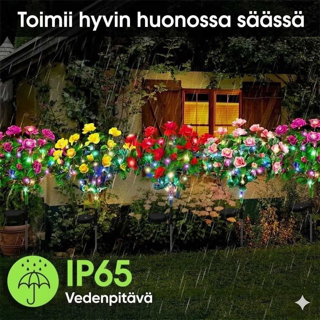 Aurinkokäyttöinen teko-atsaleakoristevalo maapiikillä