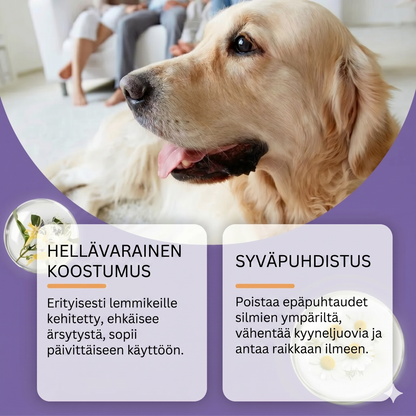 Hellävarainen silmienhuuhteluaine koirille ja kissoille
