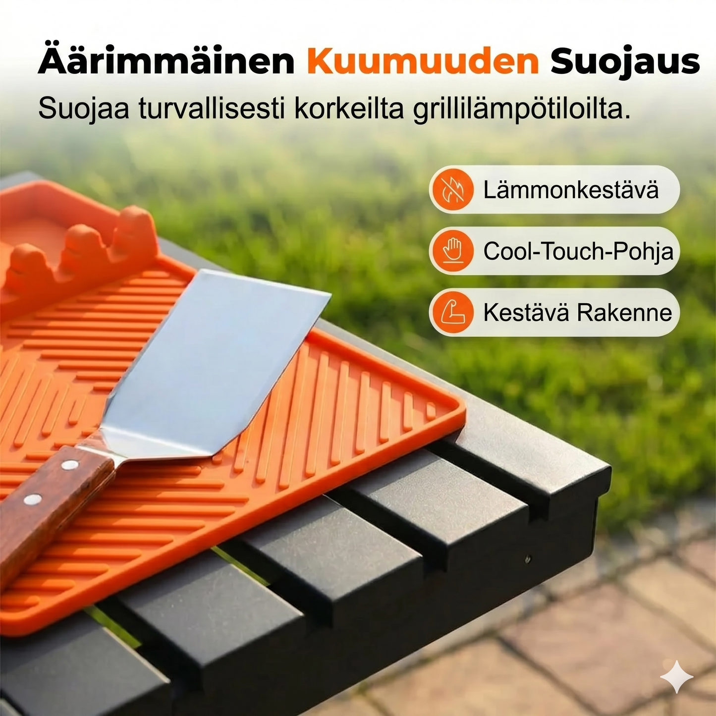 Laadukas silikoninen grillimatto sivutasolle – suojaa rasvalta ja roiskeilta