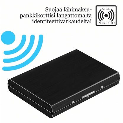 Ruostumattomasta teräksestä valmistettu RFID-korttikotelo 10 lokerolla