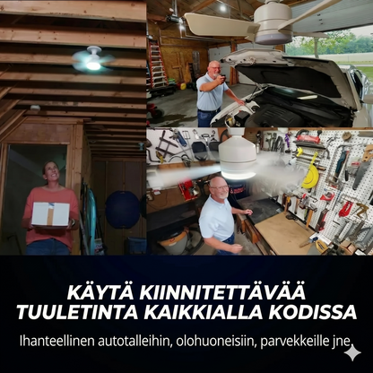 2-in-1 Kannettava kattotuuletin ja lamppu kaukosäätimellä