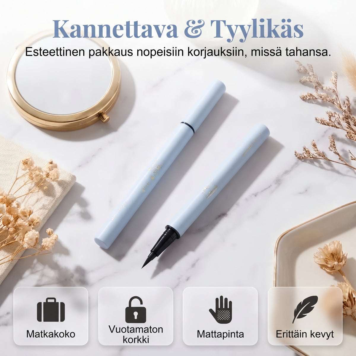 Vedenkestävä eyeliner-kynä tarkkoihin rajauksiin