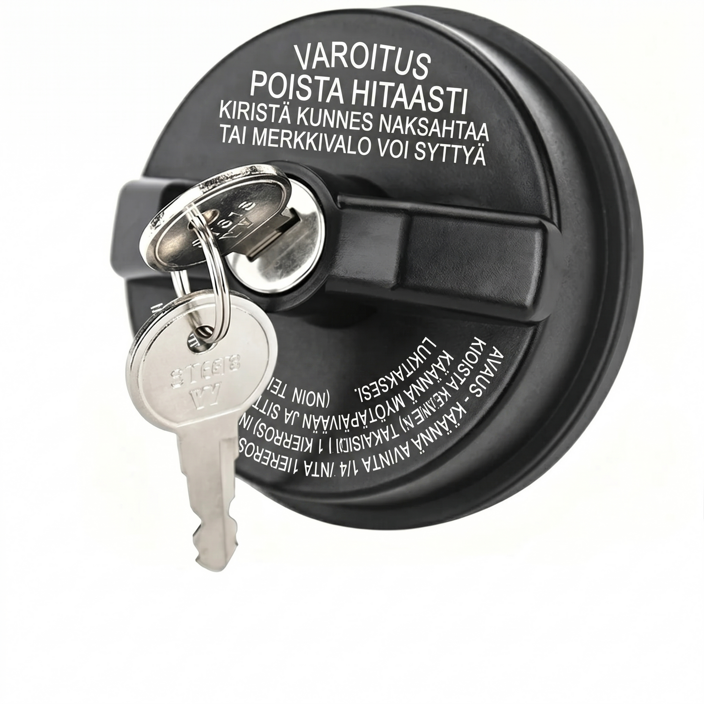 Lukittava polttoainekorkki avaimella