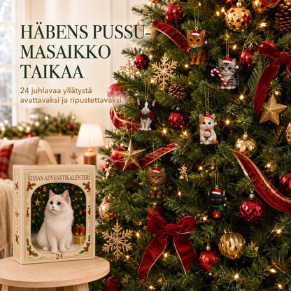 3D-kissa-adventtikalenteri yllätyslaatikoilla