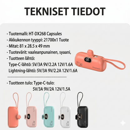 5000 mAh kannettava minivirtapankki puhelimelle