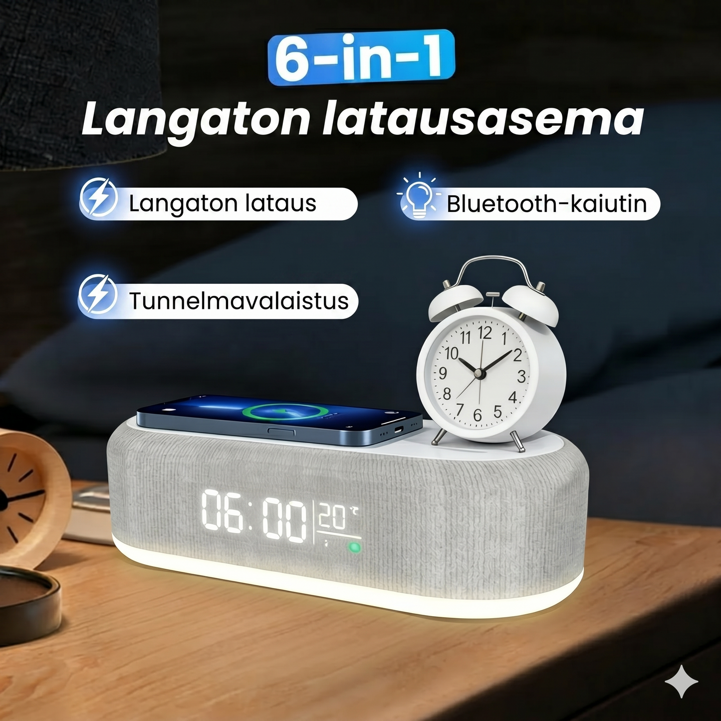 Kaikki-yhdessä 6-in-1 langaton 15 W latausasema