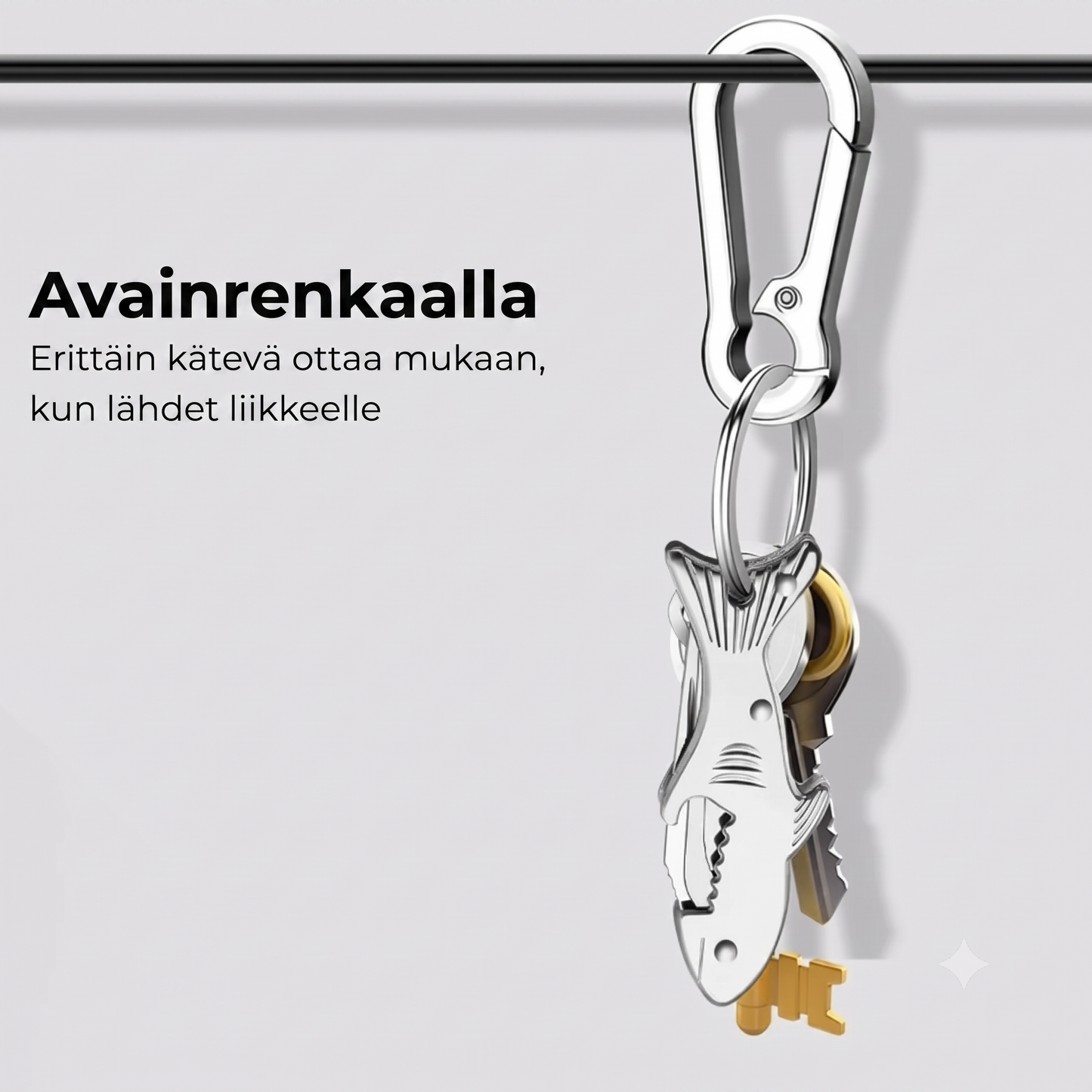 Hai-aiheinen 3-in-1 avaimenperä-monitoimityökalu