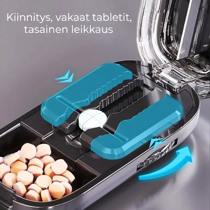 Säädettävä tabletinjakaja säilytyslokerolla