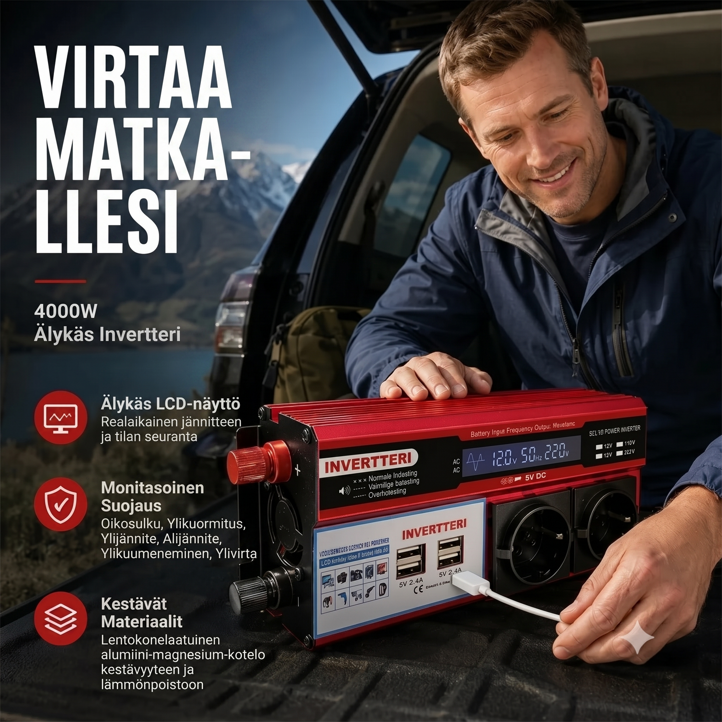Autoinvertteri 12 V - 230 V