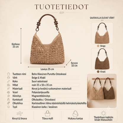 Boho Classic kudottu ostoskassi