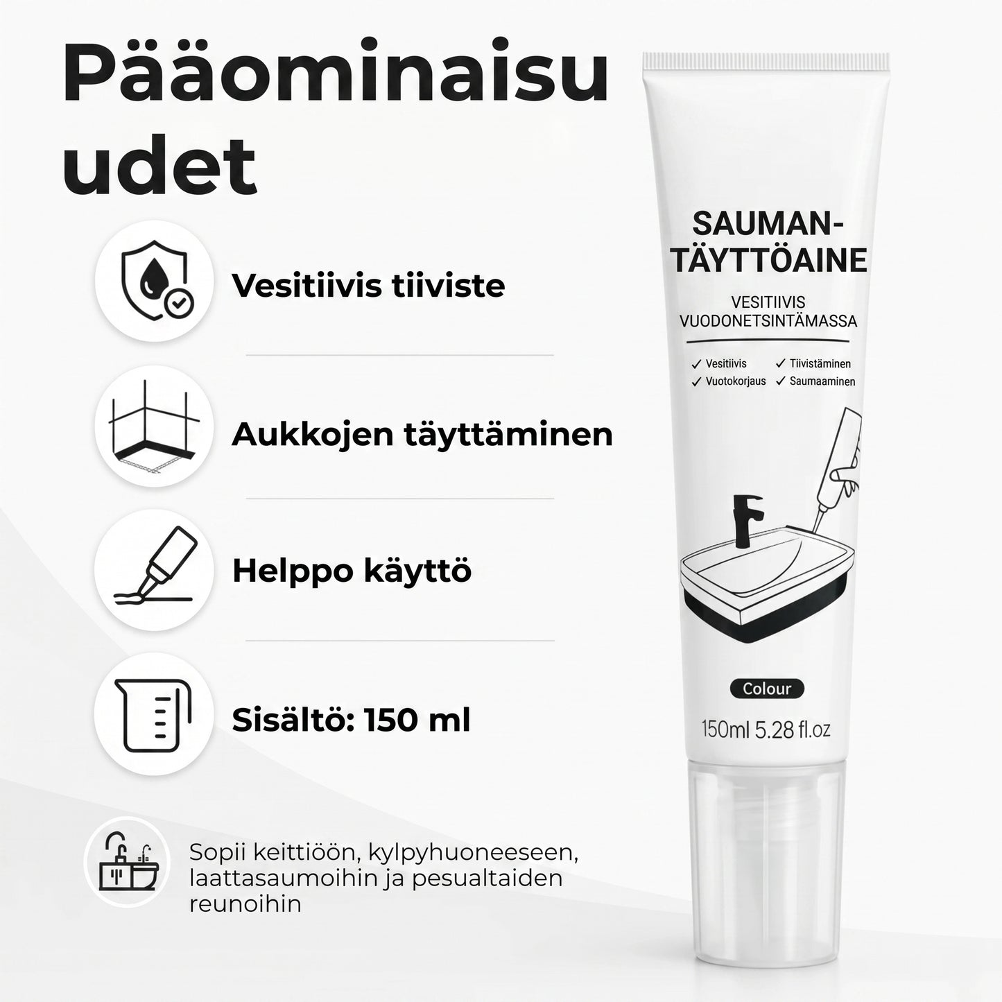 Vesikestävä laastin täyteaine puristustubissa