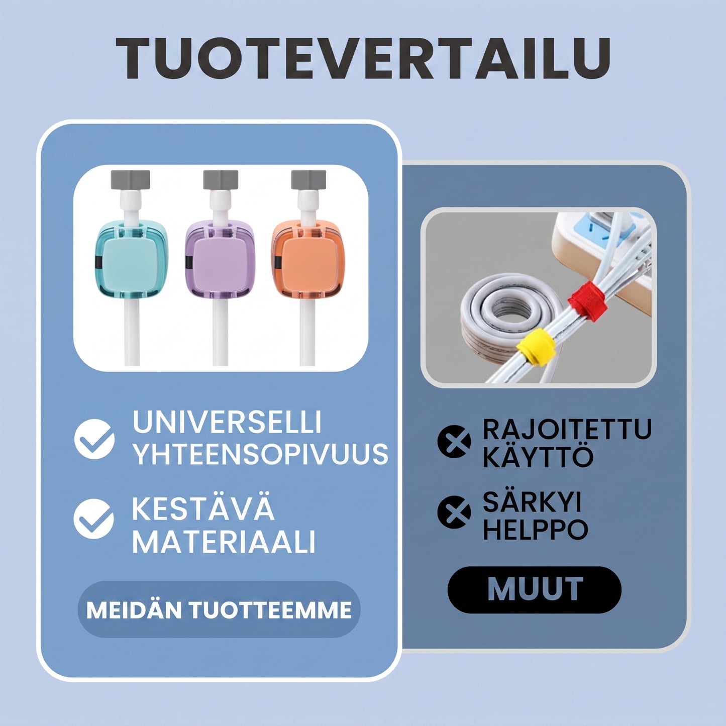 Itseliimautuva kaapelikiinnike sileille pinnoille