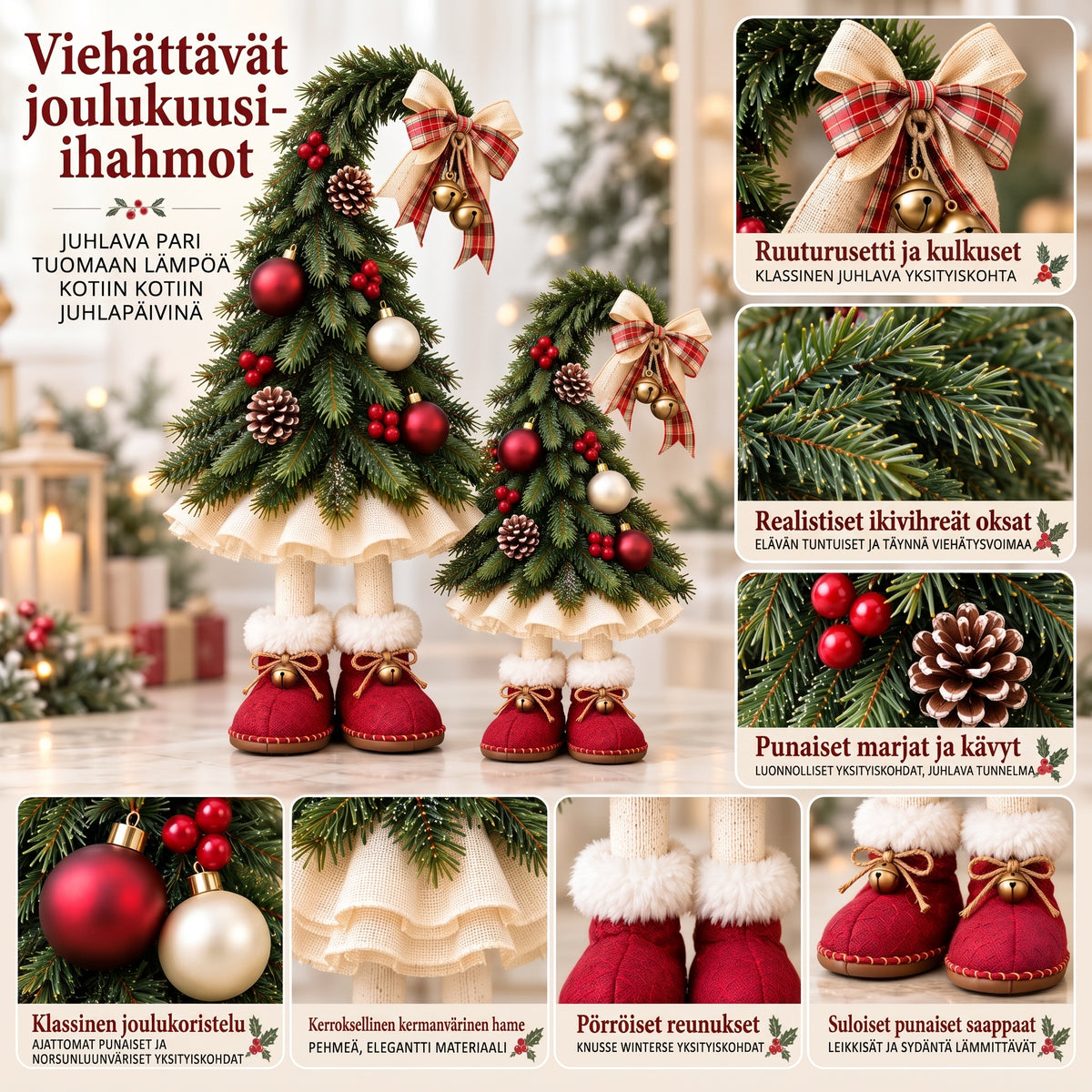 Joulukuusenkoriste leikkisillä tontuilla