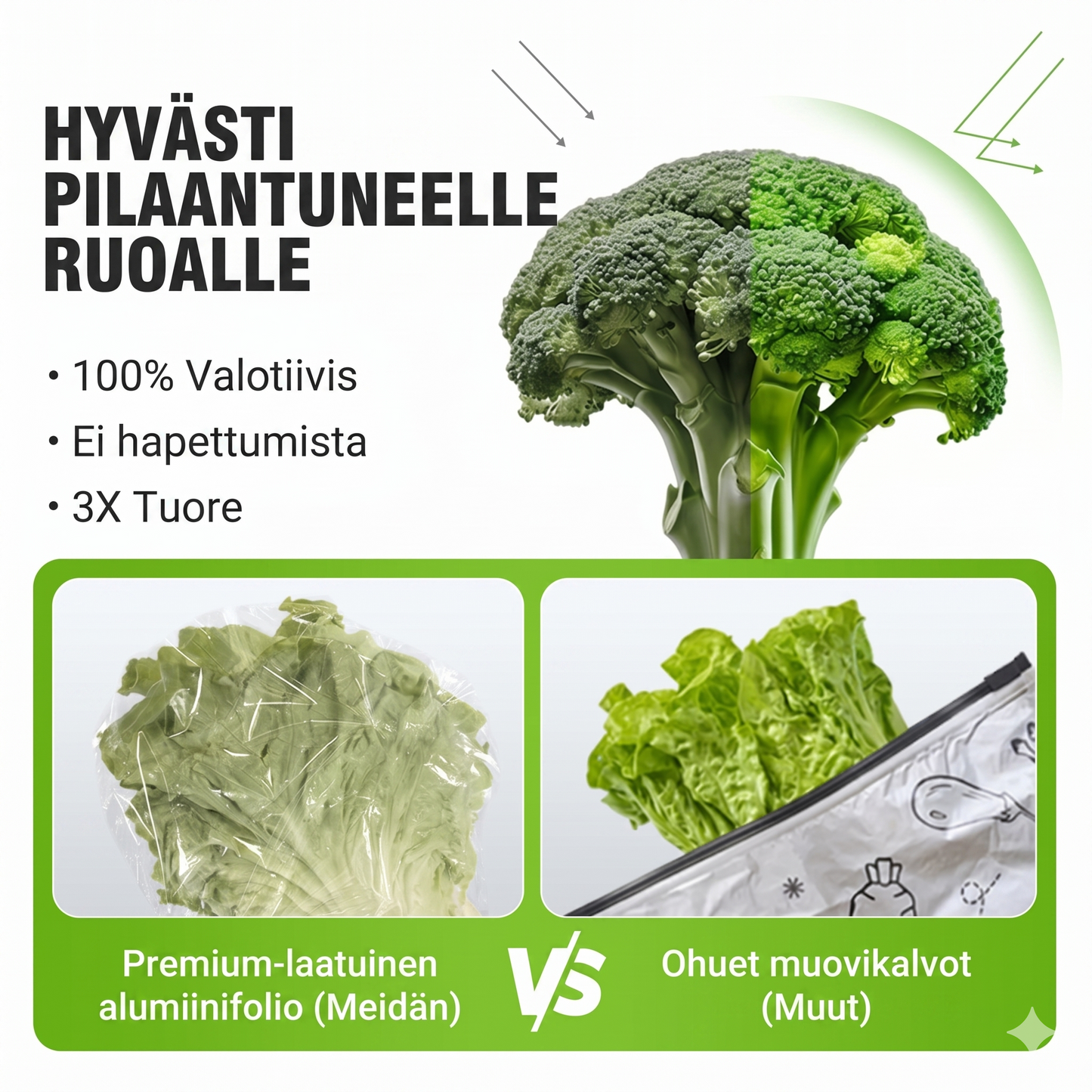 Uudelleenkäytettävät alumiinifoliosta valmistetut tuorepussit turvalukituksella – 10 kappaleen setti