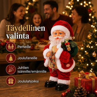 Tanssiva joulupukki musiikilla