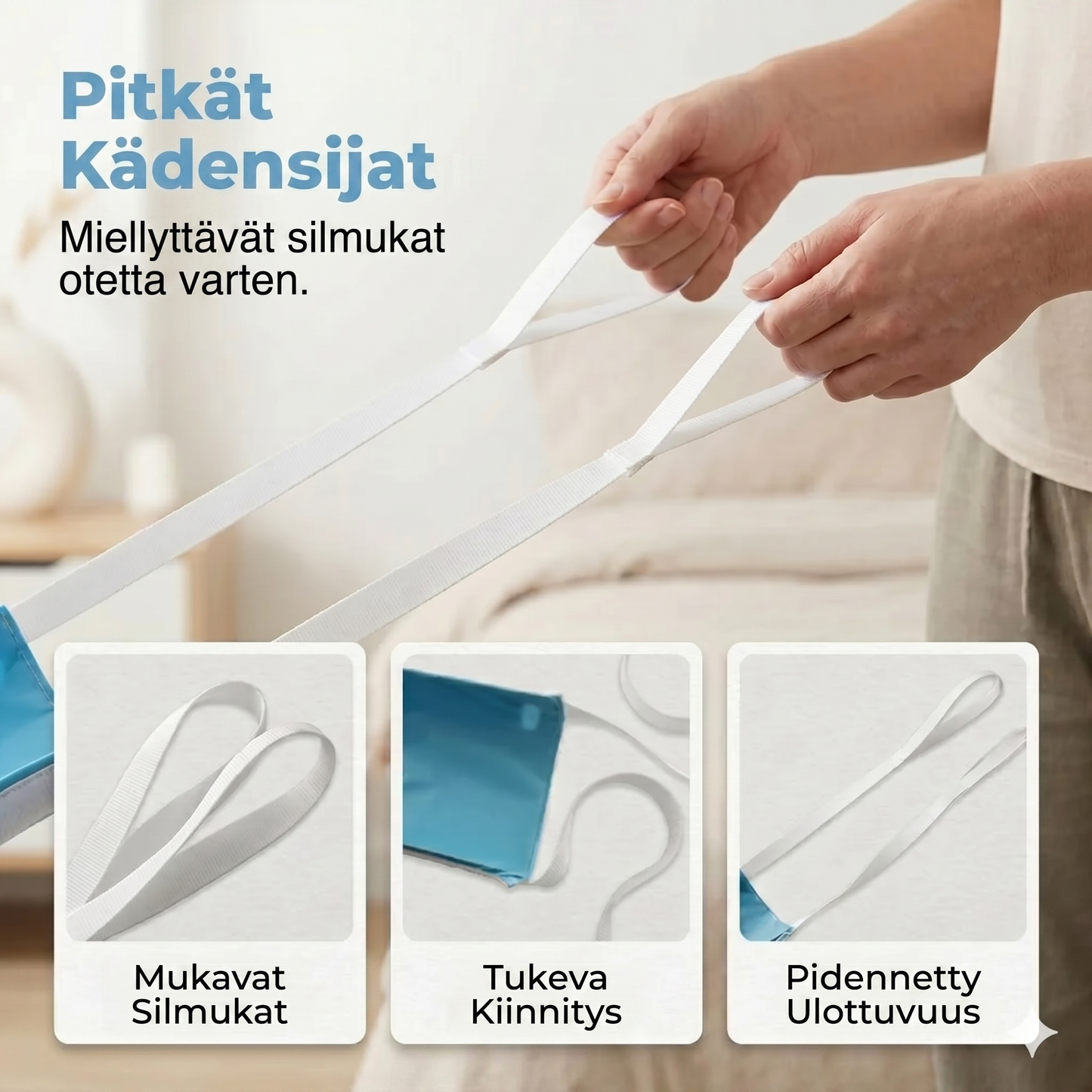 Sukkaanvetolaite vetolenkeillä ilman kumartumista