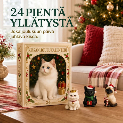 3D-kissa-adventtikalenteri yllätyslaatikoilla