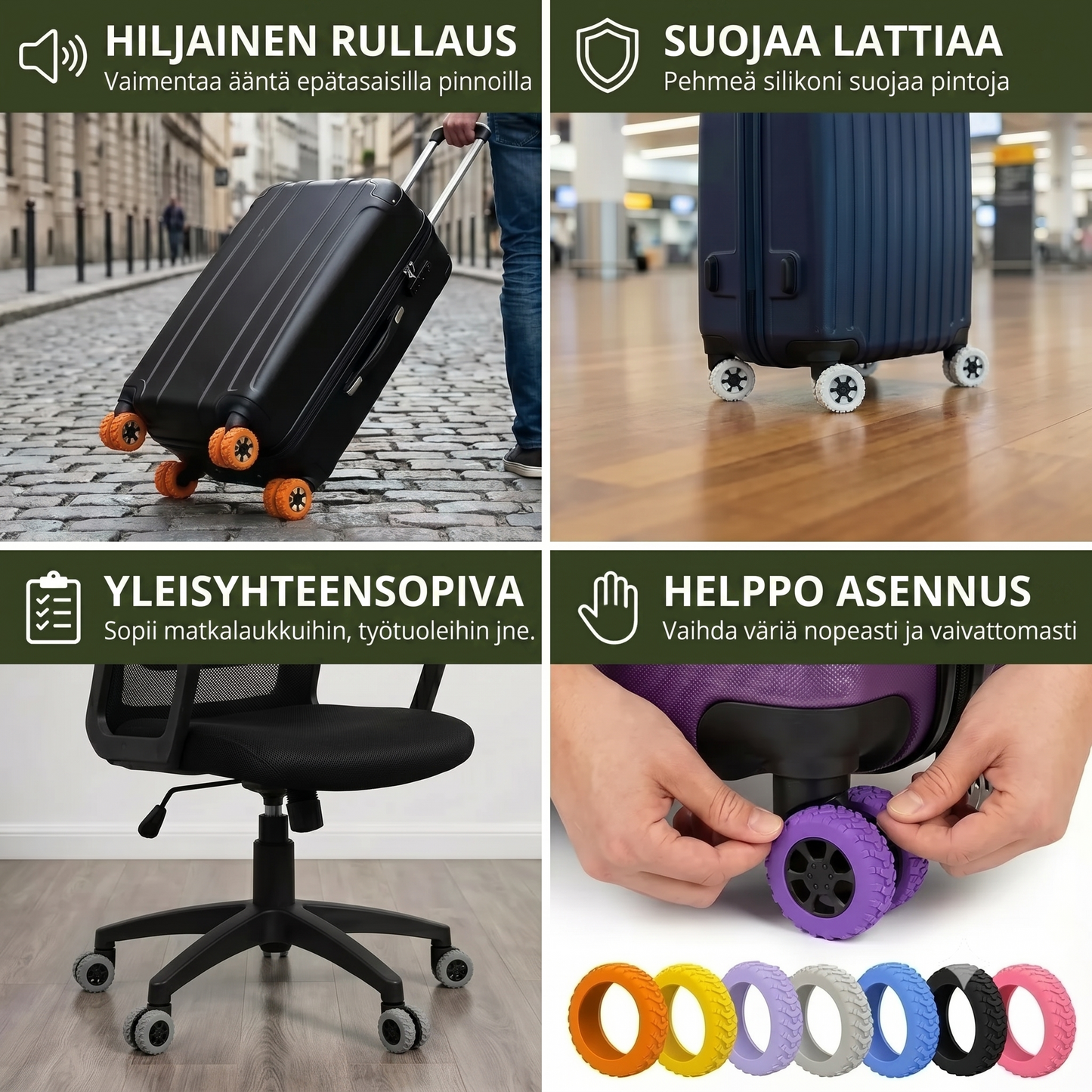 Matkalaukun pyöräsuojat