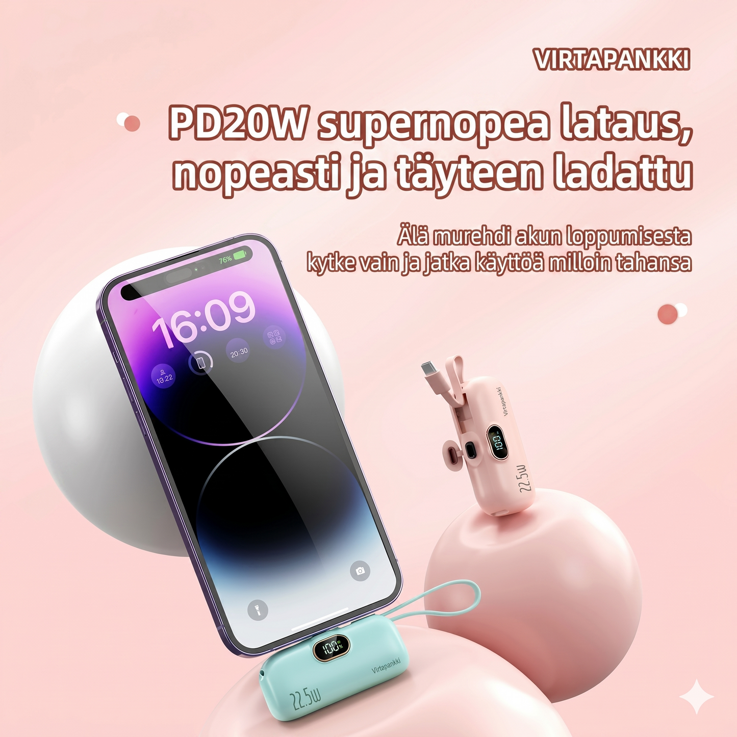 5000 mAh kannettava minivirtapankki puhelimelle