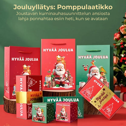 Pop-up-joululahjarasia räjähdysefektillä ja 25 pomppurasialla